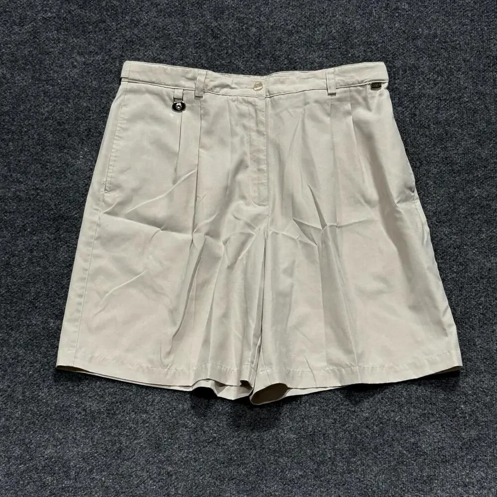Liz Claiborne Lizgolf Shorts Womens 16 Beige Pleated Bermuda Golf Microfiber